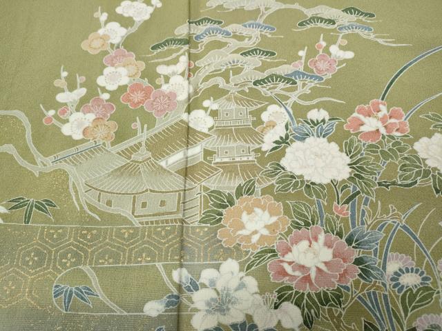 平和屋着物●訪問着 風景草花文 暈し染め 金彩 正絹 逸品 CABM9319ut