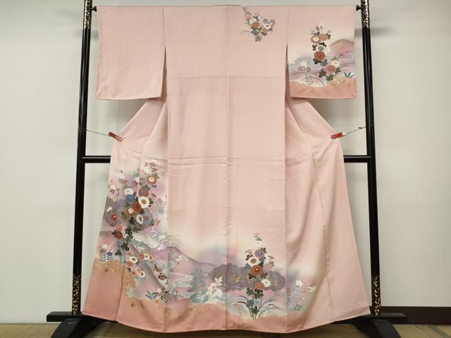 平和屋着物●訪問着 鴛鴦花文 暈し染め 金銀彩 正絹 逸品 未使用 CABM9321ut