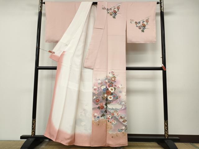 平和屋着物●訪問着 鴛鴦花文 暈し染め 金銀彩 正絹 逸品 未使用 CABM9321ut