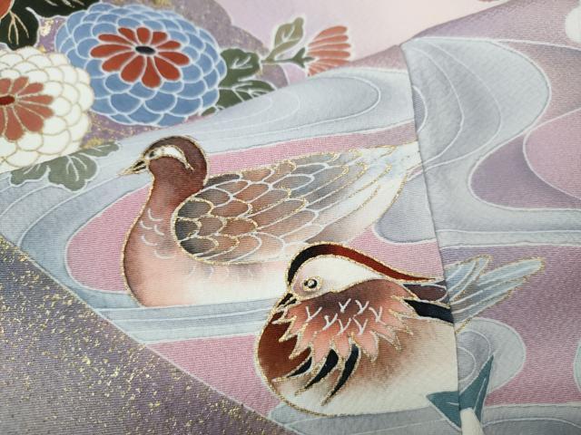 平和屋着物●訪問着 鴛鴦花文 暈し染め 金銀彩 正絹 逸品 未使用 CABM9321ut
