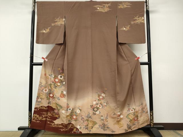 平和屋着物●訪問着 地紙草花文 暈し染め 金彩 正絹 逸品 CABM9322ut