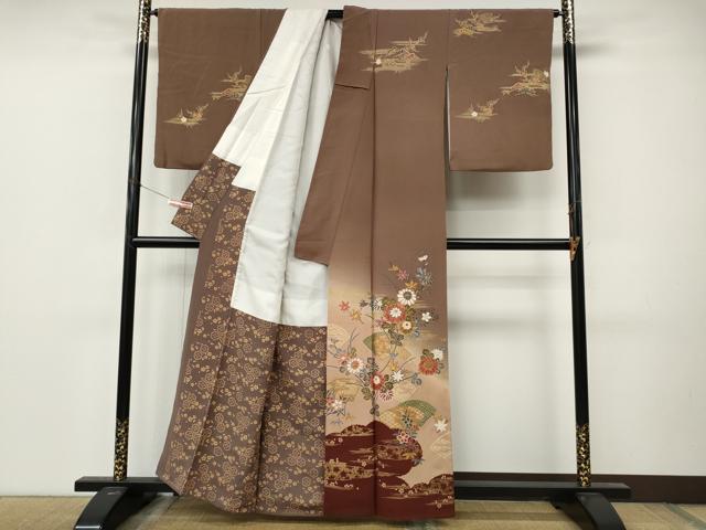 平和屋着物●訪問着 地紙草花文 暈し染め 金彩 正絹 逸品 CABM9322ut