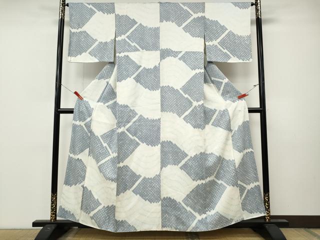 平和屋着物●上質な小紋 総絞り 青海波文 正絹 逸品 CABM9328ut