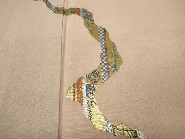 平和屋着物●色留訪問着 作家物 総刺繍 蔦の葉吉祥文 金銀糸 正絹 逸品 CABM9330ut
