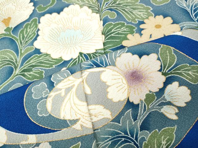 平和屋着物●訪問着 流水草花文 金彩 正絹 逸品 CABM9331ut