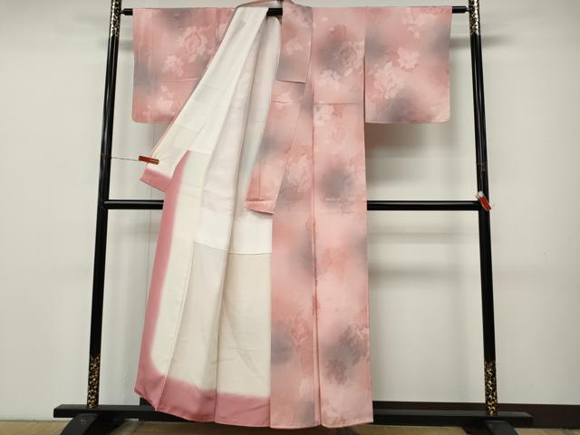 平和屋着物●上質な小紋 地紋起こし 草花文 暈し染め 正絹 逸品 CABM9334ut