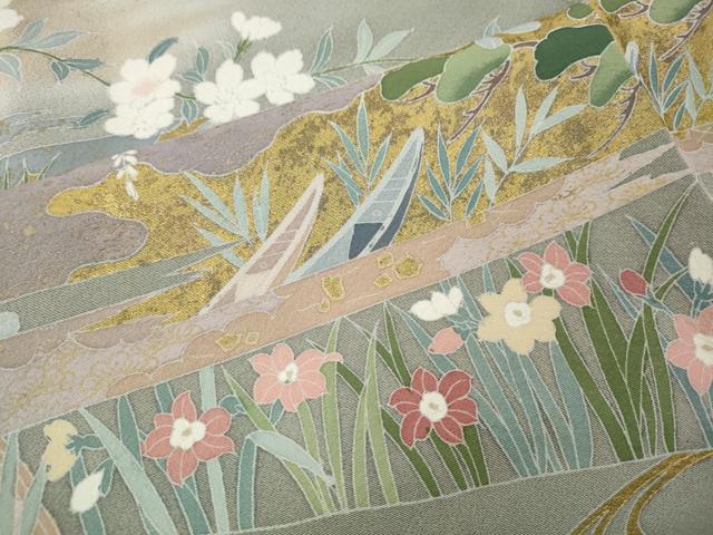 平和屋着物●豪華色留袖 作家物 飛鶴船草花文 暈し染め 金彩 正絹 逸品 CABM9336ut