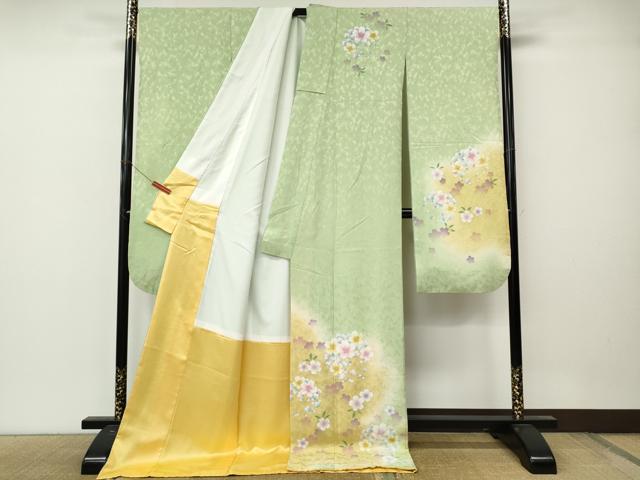 平和屋着物●豪華振袖 舞桜文 暈し染め 正絹 逸品 CABM9340ut