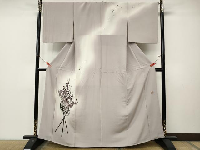 平和屋着物●江戸友禅染絵師 小柳津公龍 訪問着 松明 暈し染め 正絹 逸品 CABM9348ut
