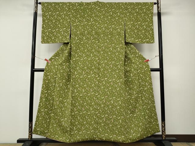 平和屋着物●上質な小紋 舞葉文 鬼しぼ縮緬 正絹 逸品 CABM9349ut