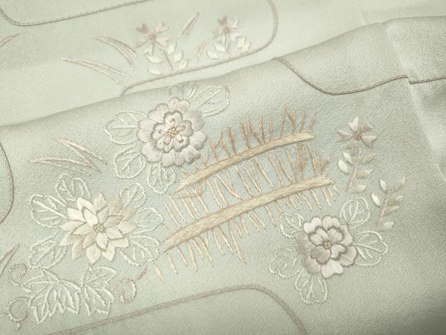 平和屋着物●訪問着 総刺繍 エ霞草花文 正絹 逸品 未使用 CABM9356ut