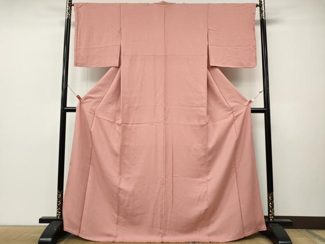 平和屋着物●上質な色無地 霞地紋 薄紅色 正絹 逸品 CABM9367ut