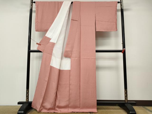 平和屋着物●上質な色無地 霞地紋 薄紅色 正絹 逸品 CABM9367ut