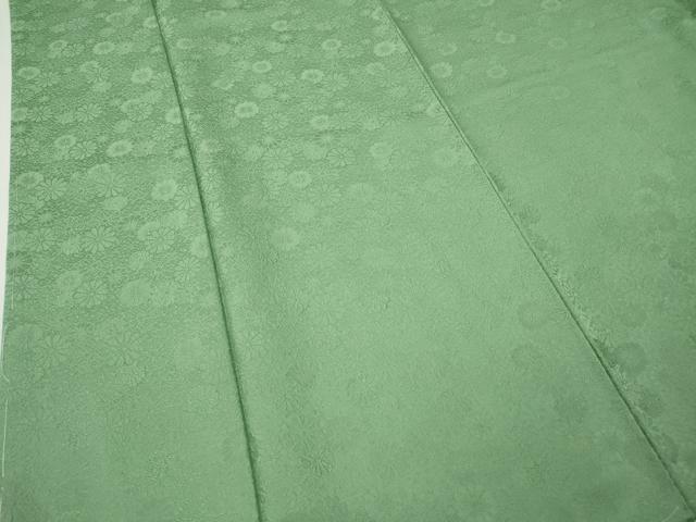 平和屋着物●上質な色無地 舞花地紋 若緑色 正絹 逸品 未使用 CABM9372ut