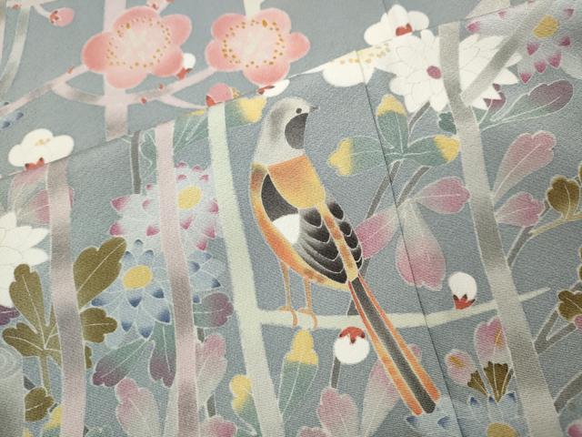 平和屋着物●訪問着 絵夢工房 友禅 花鳥文 正絹 逸品 未使用 CABM9378ut