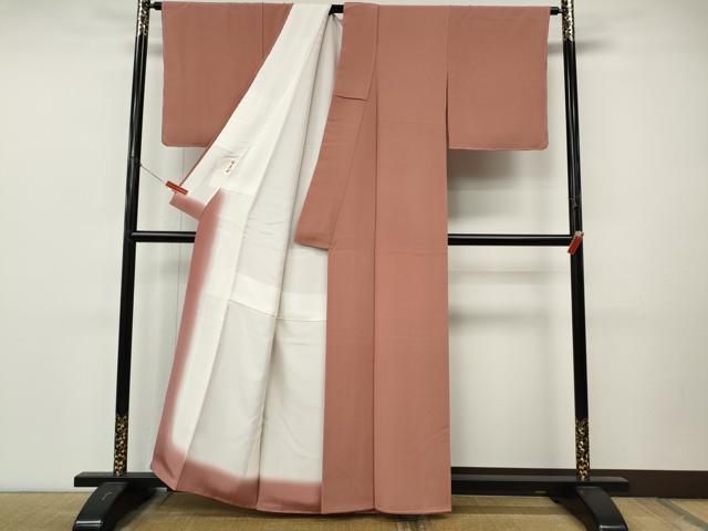 平和屋着物●銀座きしや 色無地 作家物 真赭色 正絹 逸品 CABM9389ut