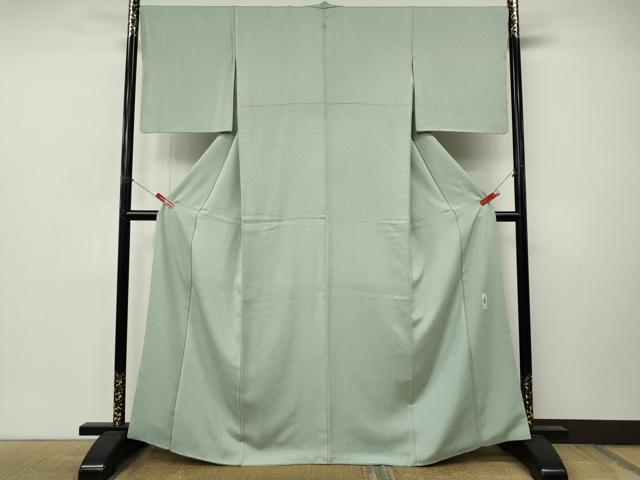 平和屋着物●上質な色無地 作家物 白緑色 正絹 逸品 CABM9404ut