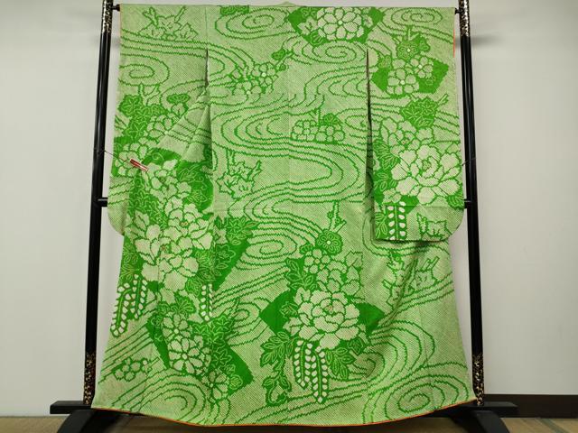 平和屋着物●豪華振袖 総絞り 流水花文 金彩 正絹 逸品 CABM9407ut