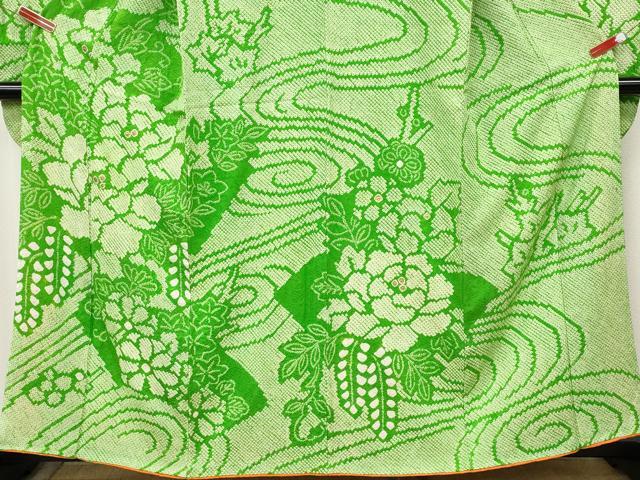 平和屋着物●豪華振袖 総絞り 流水花文 金彩 正絹 逸品 CABM9407ut
