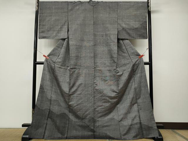 平和屋着物●訪問着 紬地 遠山文 ロング丈 正絹 逸品 CABM9418ut