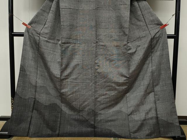 平和屋着物●訪問着 紬地 遠山文 ロング丈 正絹 逸品 CABM9418ut