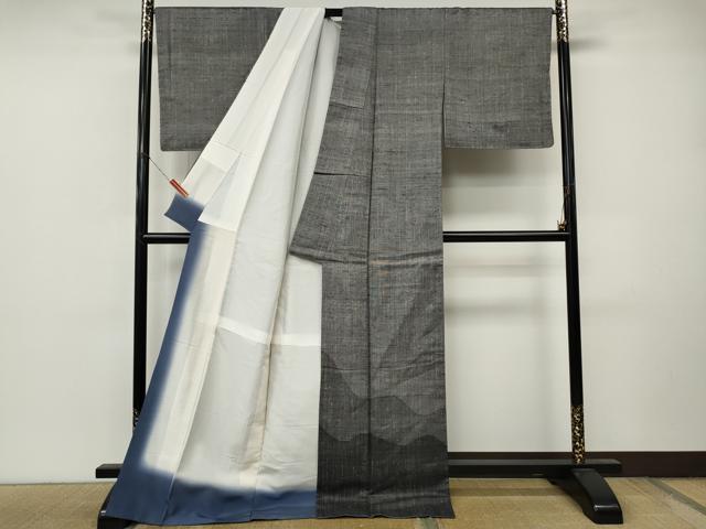 平和屋着物●訪問着 紬地 遠山文 ロング丈 正絹 逸品 CABM9418ut