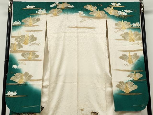 平和屋着物●紫綬褒章 巨匠『岩田専太郎』 振袖 駒刺繍 舞蝶文 暈し染め 金彩 正絹 逸品 CABM9426ut
