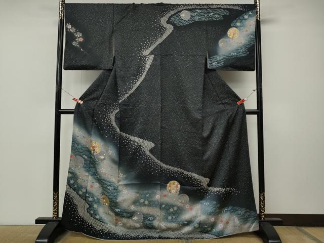 平和屋着物●訪問着 絞り 雪輪草花文 暈し染め 金彩 正絹 逸品 CABM9430ut