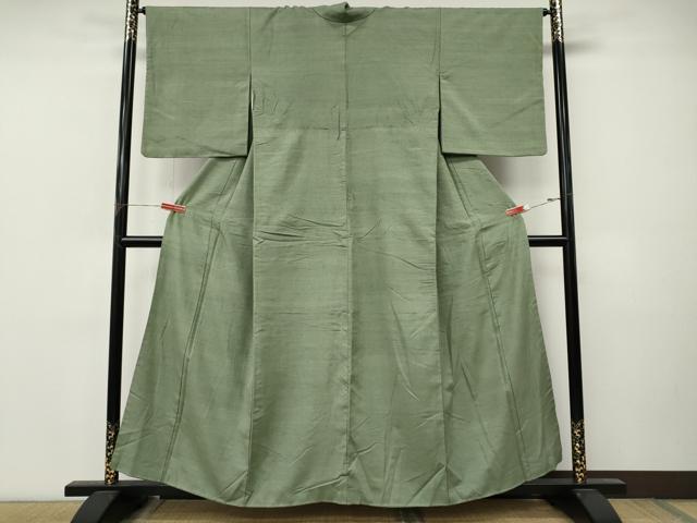 平和屋着物●結城紬 色無地 薄青色 正絹 逸品 CABM9445ut