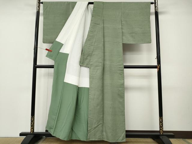 平和屋着物●結城紬 色無地 薄青色 正絹 逸品 CABM9445ut