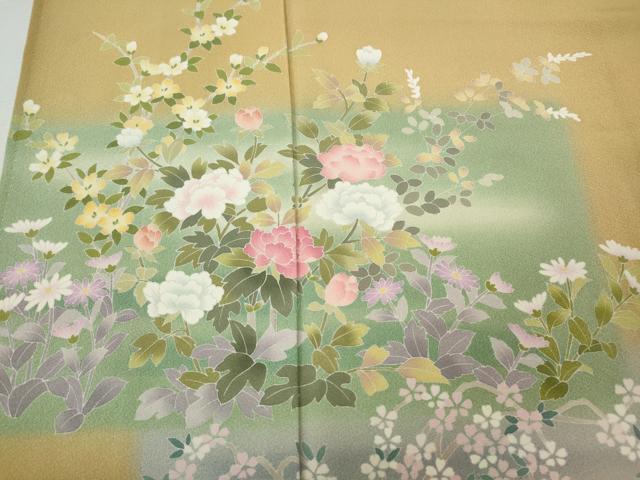平和屋着物●訪問着 作家物 飛鶴草花文 正絹 逸品 CABM9448ut