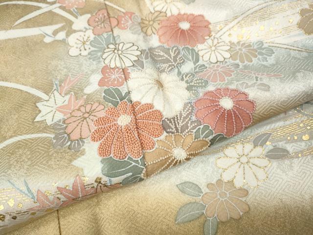 平和屋着物●中国三大刺繍 相良刺繍 訪問着 花籠文 暈し染め 金彩 正絹 逸品 CABM9459ut