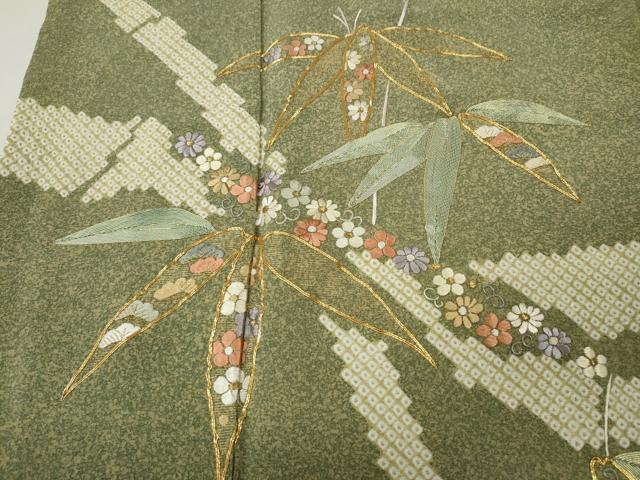 平和屋着物●訪問着 総刺繍 絞り 松竹花文 正絹 逸品 CABM9476ut
