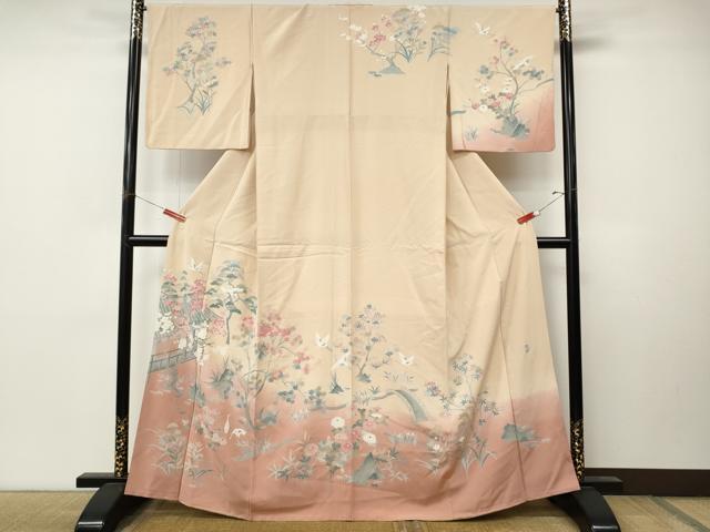 平和屋着物●訪問着 友禅 作家物 飛鶴風景花文 暈し染め 正絹 逸品 CABM9486ut