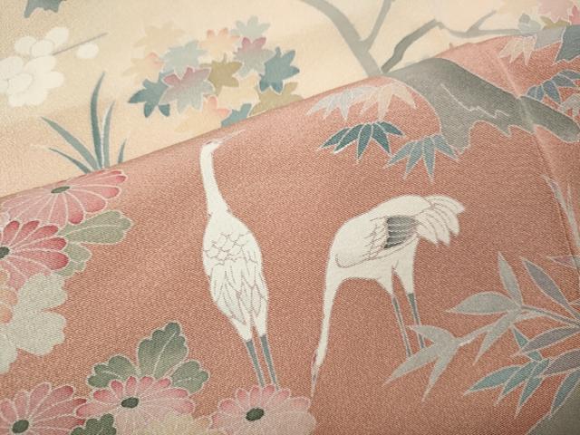平和屋着物●訪問着 友禅 作家物 飛鶴風景花文 暈し染め 正絹 逸品 CABM9486ut