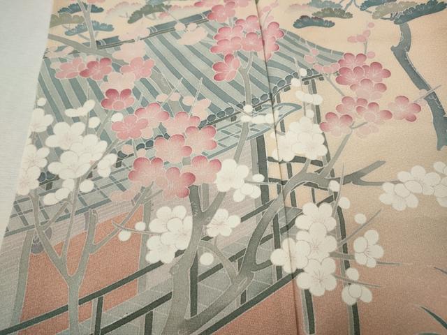 平和屋着物●訪問着 友禅 作家物 飛鶴風景花文 暈し染め 正絹 逸品 CABM9486ut