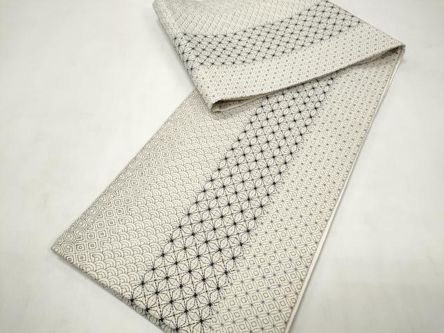 平和屋着物●全通柄袋帯 刺し子 総刺繍 吉祥文 正絹 逸品 CABM9607hy