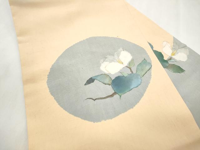 平和屋着物●九寸名古屋帯 紬地 和紙 枝花文 正絹 逸品 CABM9634hy
