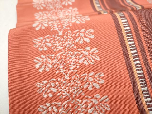 平和屋着物●本場筑前博多織 両面 六通柄 京袋帯 草花文 献上 正絹 逸品 CABM9773hy