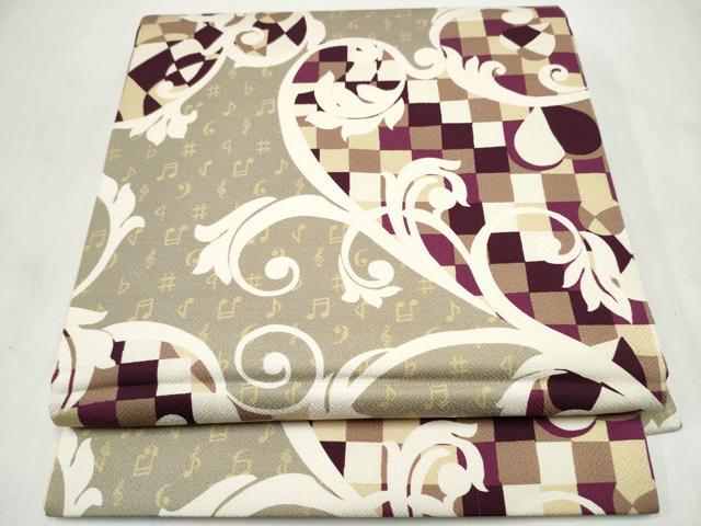 平和屋着物●全通柄 京袋帯 音符 唐草文 正絹 逸品 CABM9786hy
