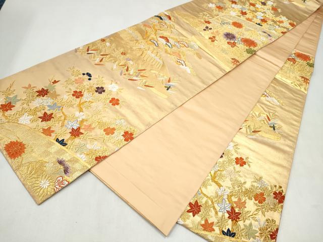 平和屋着物●六通柄袋帯 唐織 草花文 金銀糸 正絹 逸品 CABM9788hy
