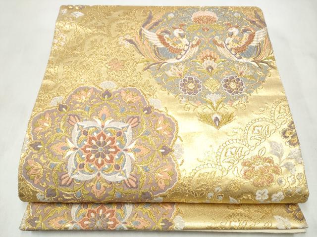 平和屋着物●六通柄袋帯 唐織 華宝 全通箔 正絹 逸品 CABM9795hy