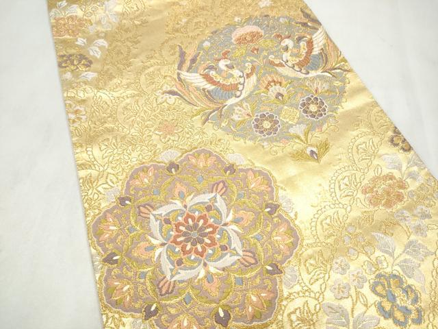 平和屋着物●六通柄袋帯 唐織 華宝 全通箔 正絹 逸品 CABM9795hy