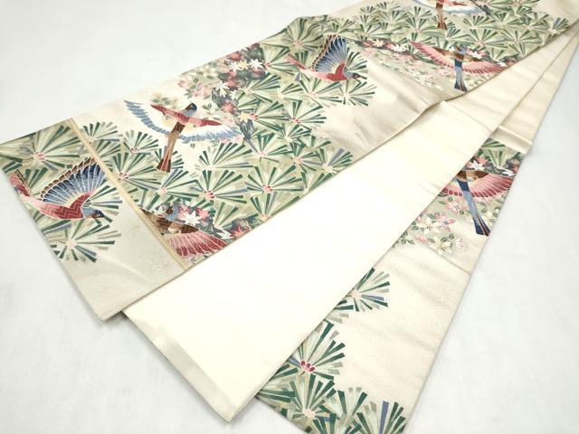 平和屋着物●本加賀友禅作家 百貫華峰 「美しいキモノ」お馴染みのメーカー となみ織物 六通柄袋帯 唐織 花鳥文 金糸 逸品 CABM9833hy