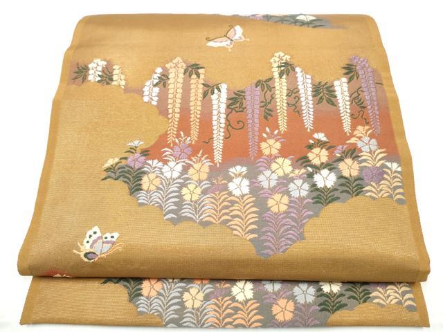 平和屋着物●六通柄袋帯 唐織 花鳥文 正絹 逸品 CABM9834hy