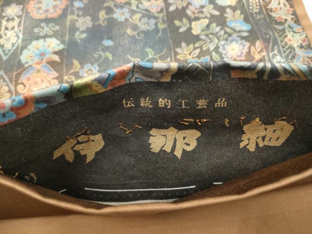 平和屋着物●伝統工芸品 伊那紬 手織り 全通柄袋帯 更紗花唐草文 金彩 正絹 逸品 CABM9841hy