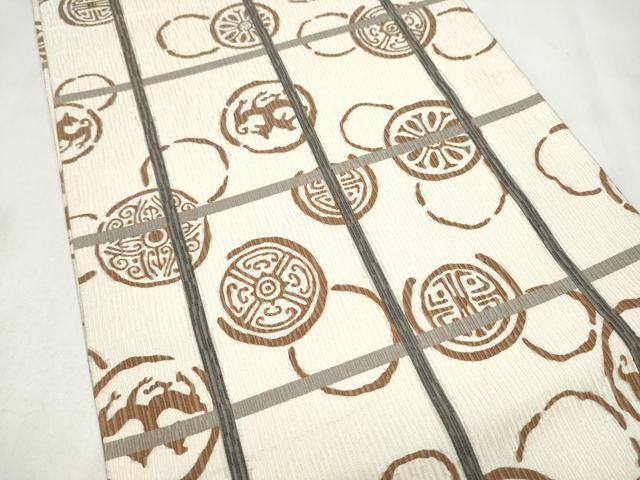 平和屋着物●二代目 川村久太郎 全通柄袋帯 幾何学文様 金通し地 正絹 逸品 CABM9844hy
