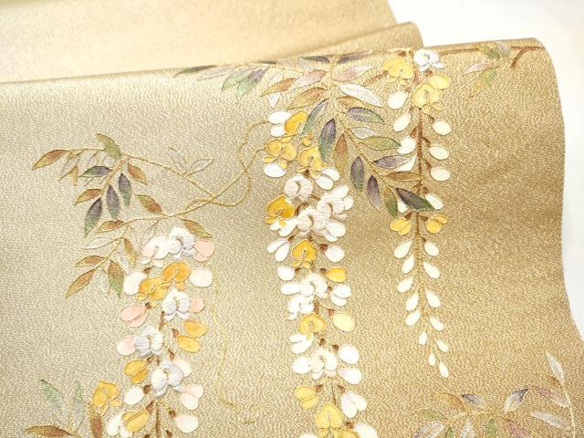 平和屋着物●太鼓柄袋帯 刺繍 藤花房 金糸 金彩 正絹 逸品 CABM9858hy