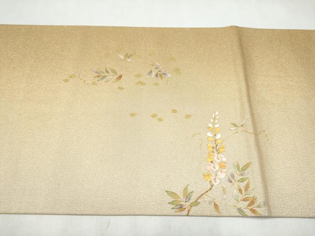 平和屋着物●太鼓柄袋帯 刺繍 藤花房 金糸 金彩 正絹 逸品 CABM9858hy