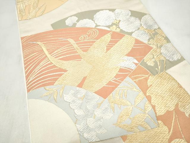 平和屋着物●西陣 川島織物 六通柄 本袋帯 地紙飛鶴草花文 金糸 正絹 逸品 CABM9860hy
